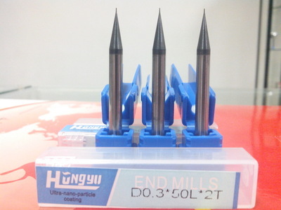 东莞市横沥殷科数控刀具经营部 优势批发50度以下不锈钢微小径平铣刀，直径0.3~0.9mm